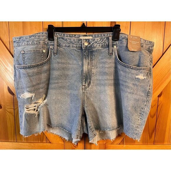 Madewell Pants - Madewell The Momjean Shorts Distressed Denim Size W24 Light Blue Wash NWT (2954)